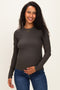 Charcoal Smoke Brushed Rib Knit Maternity Long Sleeve Top
