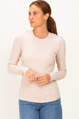 Natural Brushed Rib Knit Maternity Long Sleeve Top
