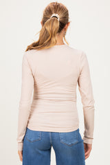 Natural Brushed Rib Knit Maternity Long Sleeve Top