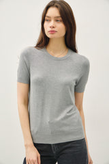 Heather Grey Basic Short Sleeve Maternity Sweater Top
