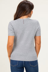 Heather Grey Basic Short Sleeve Maternity Sweater Top