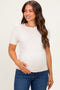 Oatmeal Basic Short Sleeve Maternity Sweater Top