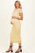 Yellow Sheer Lace Overlay Short Sleeve Maternity Midi Dress
