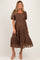 Brown Lace Tired Maternity Midi Dress