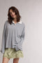 Light Blue Striped Oversized Long Sleeve Polo