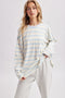 Light Blue Striped Oversized Long Sleeve Top