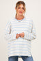Light Blue Striped Oversized Maternity Long Sleeve Top