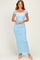 Light Blue Mesh Ruched Maxi Dress