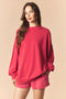 Red Oversized High Neck Sweatshirt