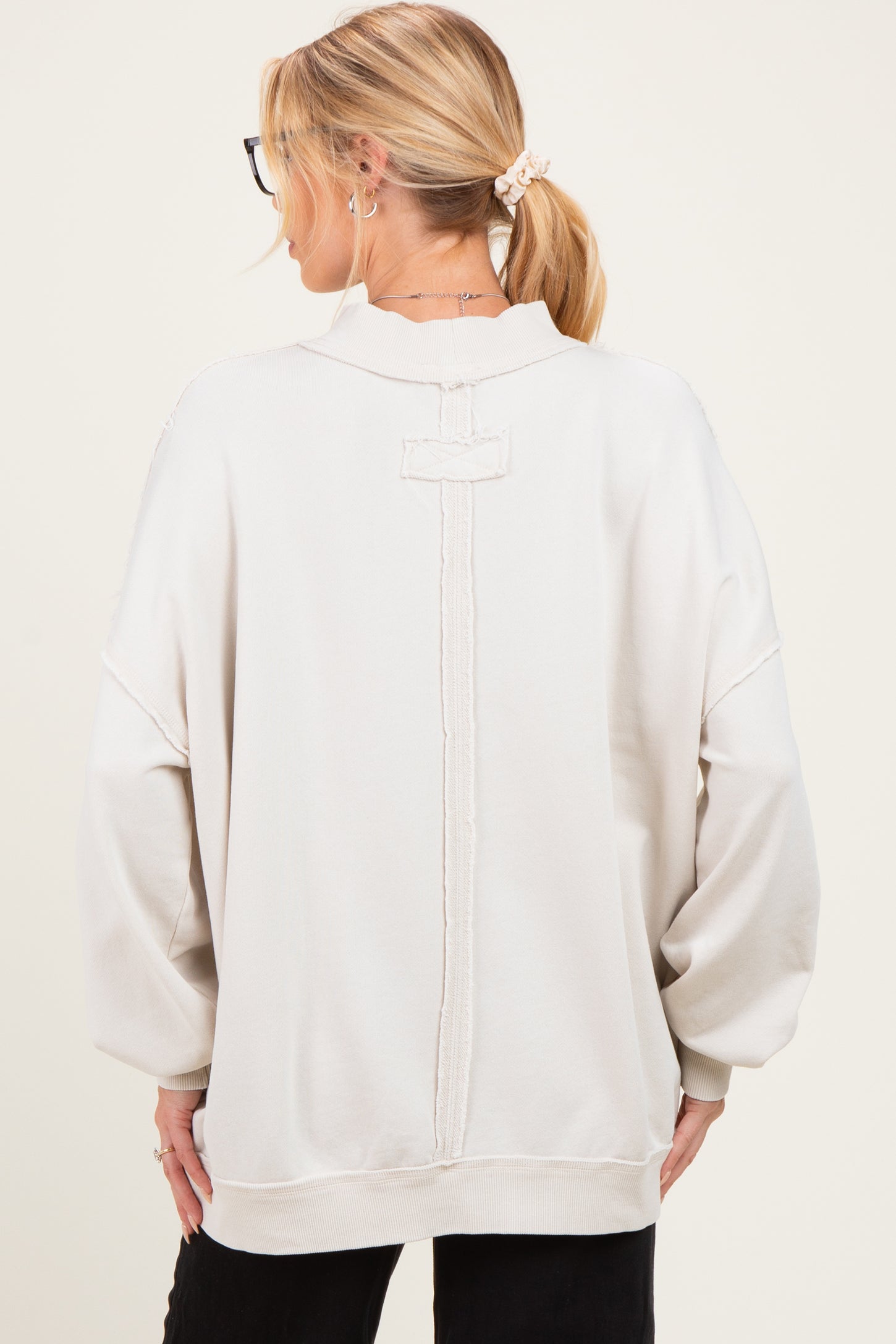 Ivory Oversized High Neck Maternity Sweatshirt