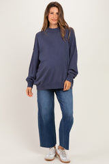 Navy Oversized High Neck Maternity Sweatshirt