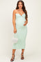 Mint Cutout Tie Back Strapless Maternity Midi Dress