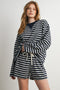 Navy Striped Oversized Pullover Top