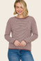 Burgundy Striped Waffle Knit Sweater