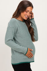 Forest Striped Waffle Knit Maternity Sweater