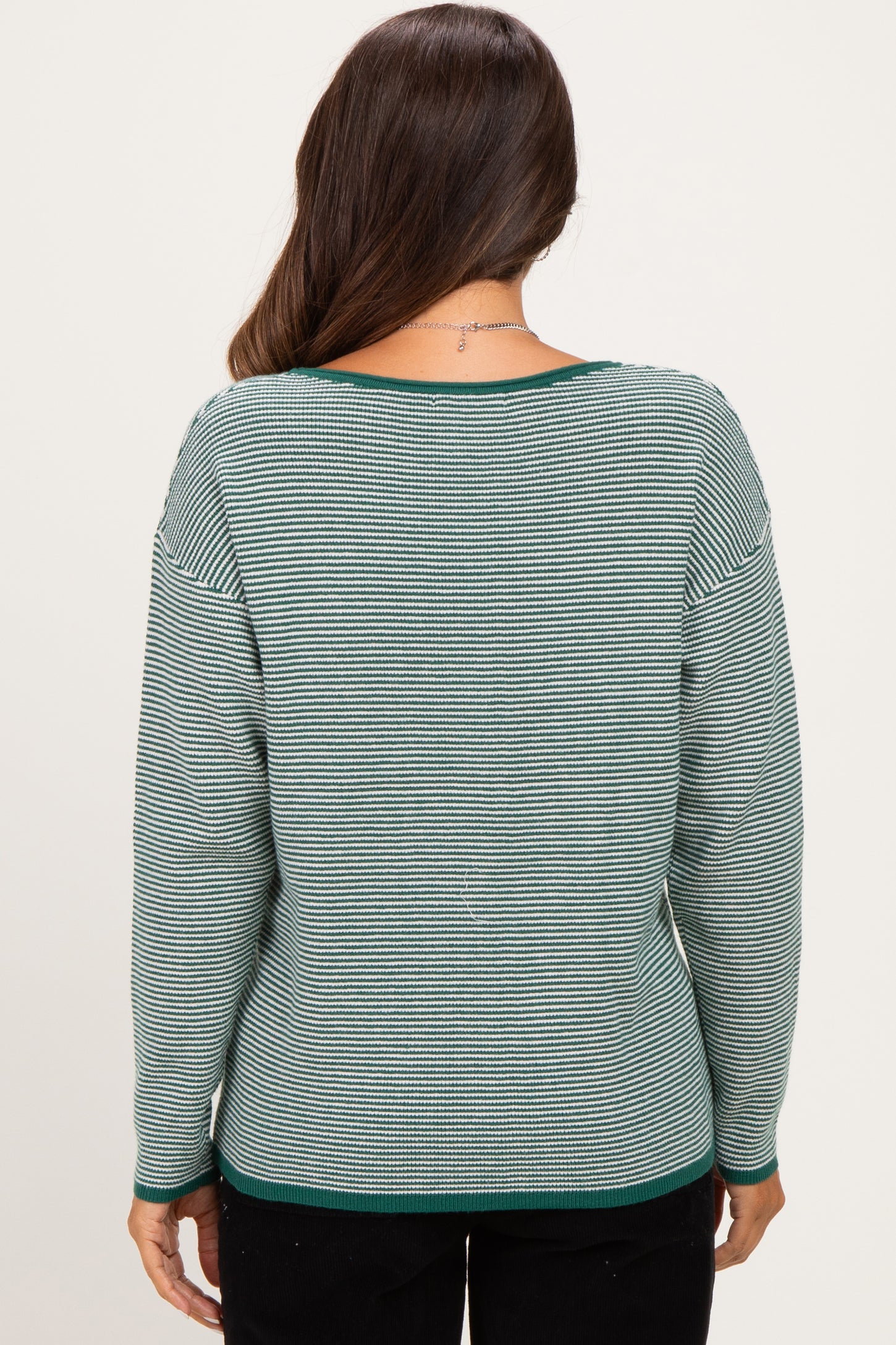Forest Striped Waffle Knit Maternity Sweater