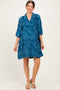 Blue Paisley Puff Sleeve Maternity Dress