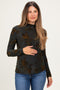 Olive Velvet Floral Mock Neck Maternity Top