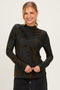Olive Velvet Floral Mock Neck Top