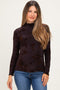 Burgundy Velvet Floral Mock Neck Maternity Top