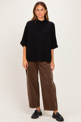 Black Mock Neck Dolman Short Sleeve Top