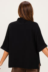 Black Mock Neck Dolman Short Sleeve Top