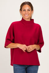 Red Mock Neck Dolman Short Sleeve Top