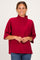 Red Mock Neck Dolman Short Sleeve Top