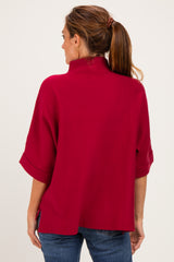 Red Mock Neck Dolman Short Sleeve Top