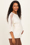 Cream Mesh Shoulder Short Sleeve Maternity Top