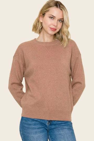 Light Camel Basic Pullover Sweater