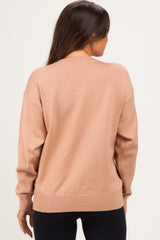 Light Camel Basic Pullover Maternity Sweater