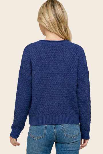 Light Navy Honeycomb Knit Sweater