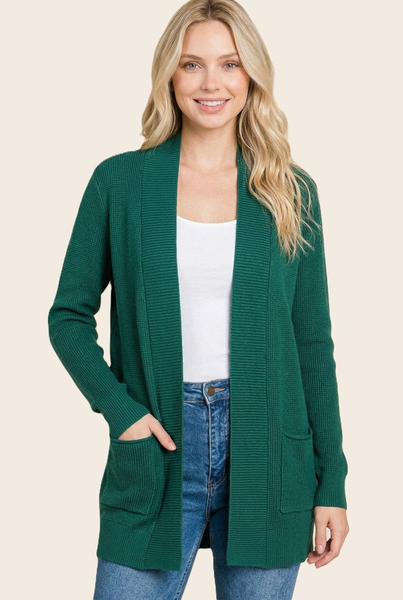 Forest Mini Waffle Knit Maternity Sweater Cardigan