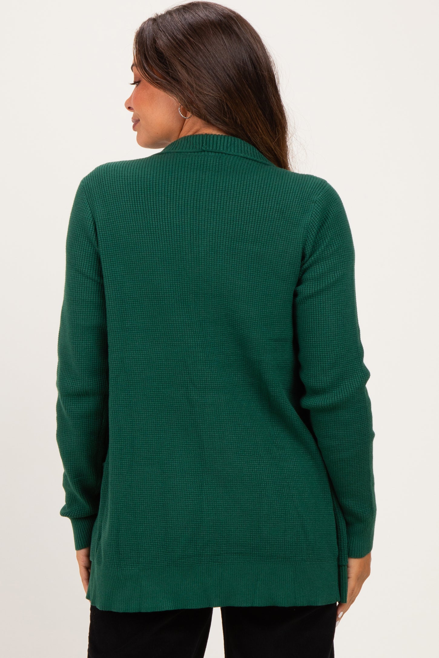 Forest Mini Waffle Knit Maternity Sweater Cardigan