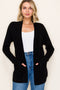 Black Mini Waffle Knit Sweater Cardigan