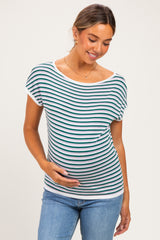 Lavender Striped Short Sleeve Maternity Sweater Top