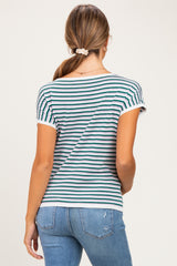 Lavender Striped Short Sleeve Maternity Sweater Top
