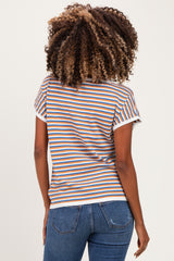 Navy Striped Short Sleeve Maternity Sweater Top