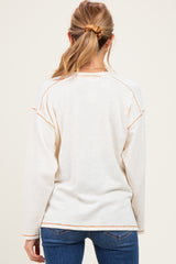 Ivory Ribbed Jersey Oversized Maternity Henley