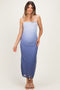 Sea Blue Glitter Mesh Ombre Ruched Maternity Midi Dress