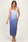 Sea Blue Glitter Mesh Ombre Ruched Maternity Midi Dress