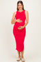 Red Ruched Maternity Midi Tank Dress