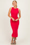 Red Ruched Midi Tank Dress