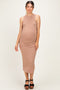 Warm Taupe Ruched Maternity Midi Tank Dress