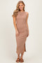 Warm Taupe Ruched Midi Tank Dress