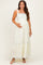 Creme Blue Floral Shoulder Tie Maternity Maxi Dress
