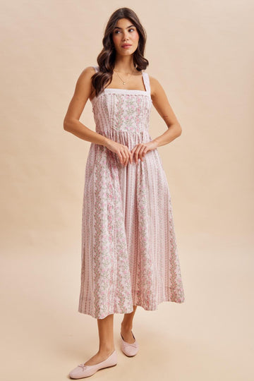Pink Peony Column Floral Print Maxi Dress