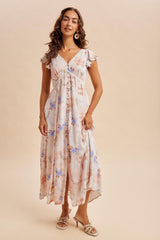 Dusty Pink Floral Button Down Maxi Dress