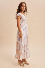 Dusty Pink Floral Button Down Maxi Dress
